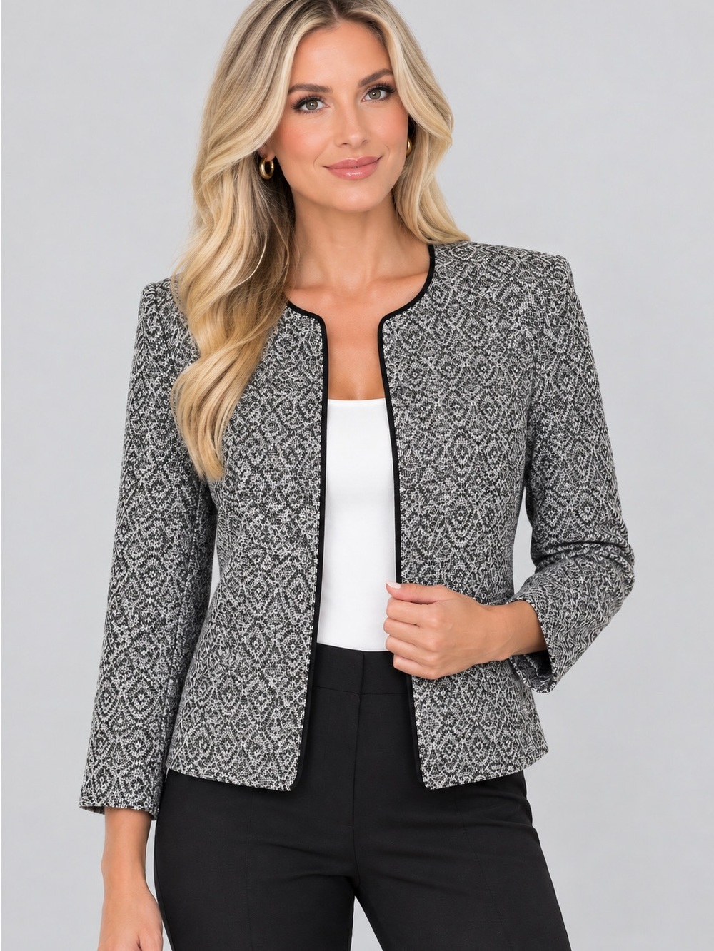 Pleione Monochrome Geometric Blazer